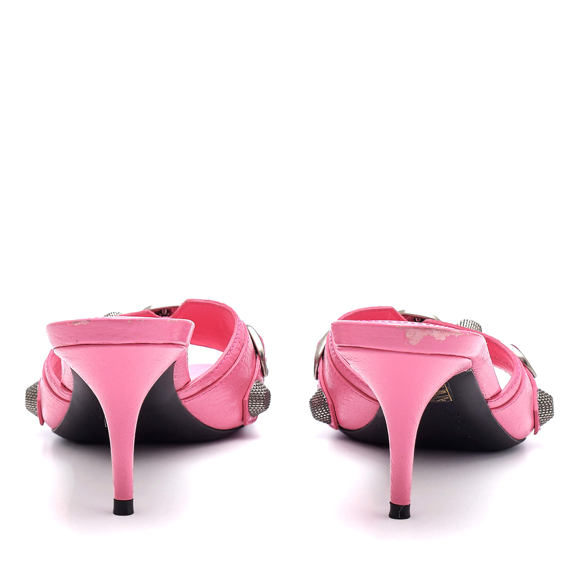 Balenciaga - Sweet Pink Leather Cagole Mule Sandals
